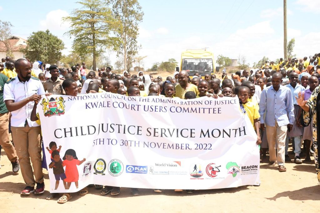 Haki Yetu joins other actors and children during the launch for children service month